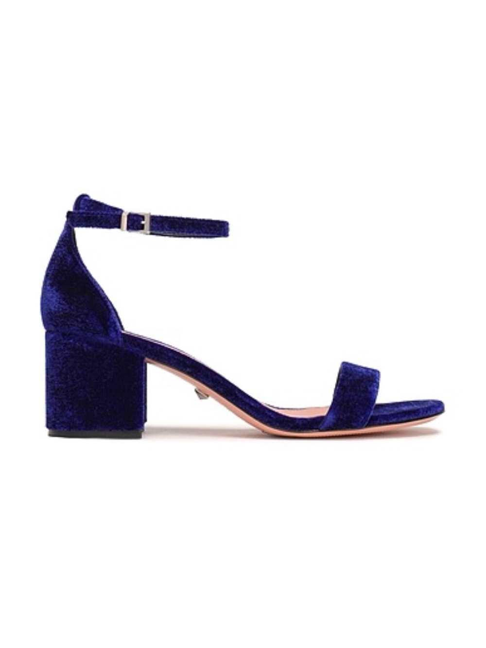Schutz Blue Velvet Leather Block Heels Ankle Strap Open Toe Sandals Shoes Sz 8.5 - Picture 2 of 9